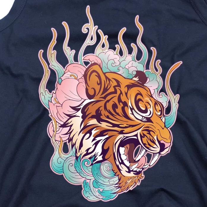 Cool Roaring Tiger Japanese Tattoo Tank Top