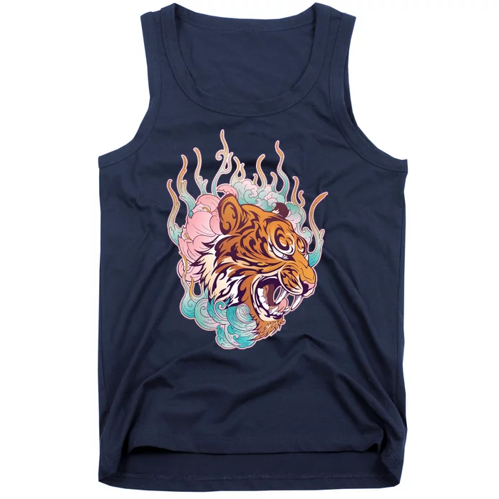 Cool Roaring Tiger Japanese Tattoo Tank Top