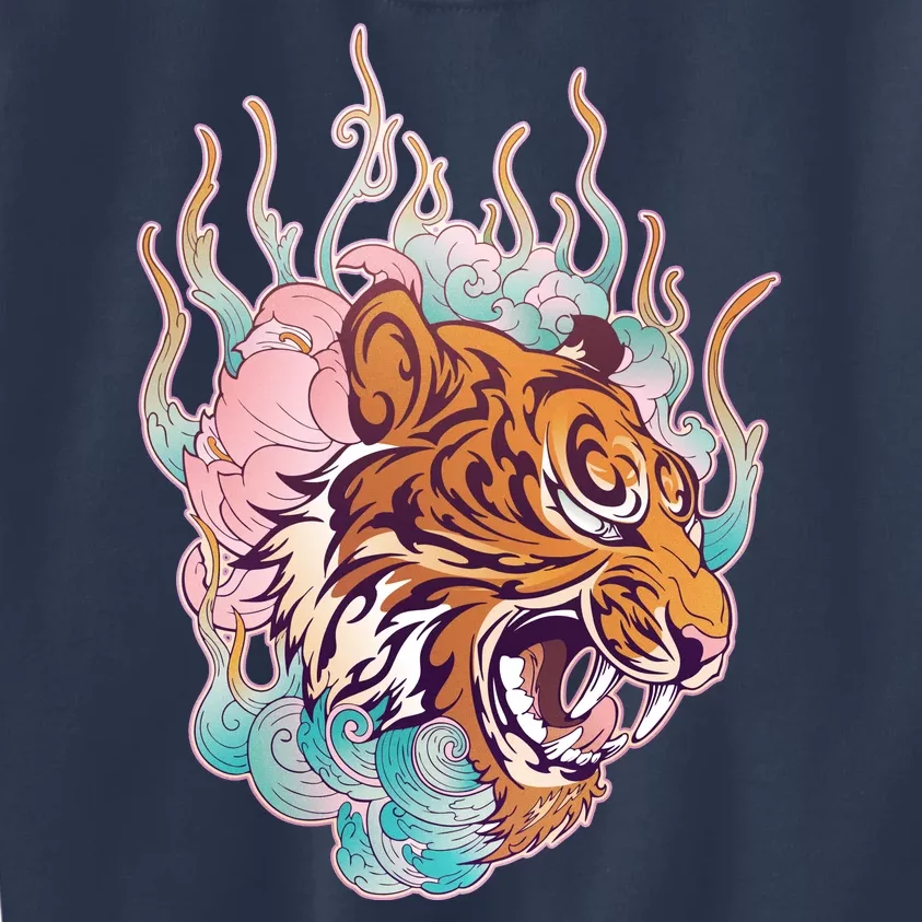 Cool Roaring Tiger Japanese Tattoo Kids Sweatshirt