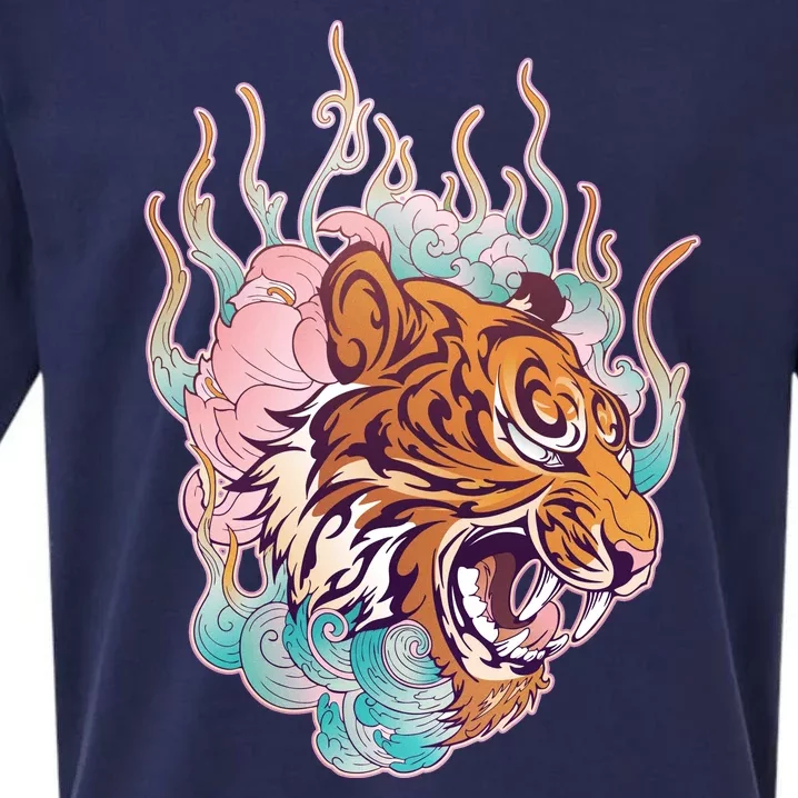 Cool Roaring Tiger Japanese Tattoo Sueded Cloud Jersey T-Shirt