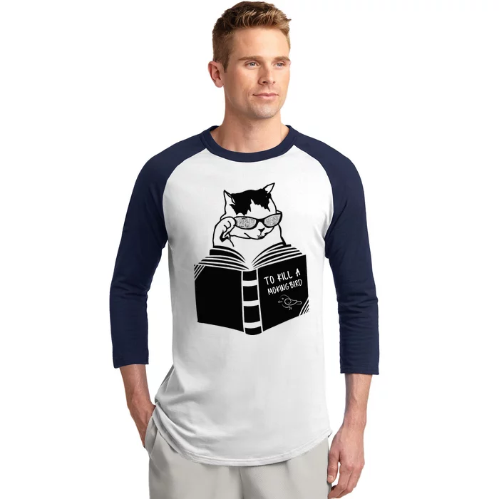 Cat Reading To Kill A Mockingbird Funny Baseball Sleeve Shirt