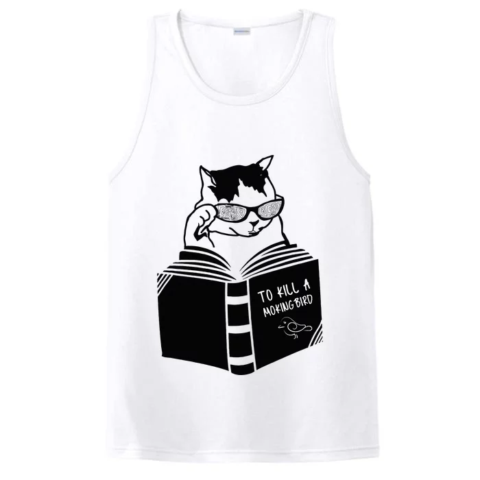 Cat Reading To Kill A Mockingbird Funny Performance Tank