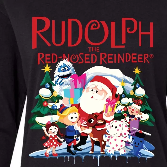 Cute Rudolph The Red Nosed Reindeer Christmas Special Xmas Vneck Womens Cotton Relaxed Long Sleeve T-Shirt