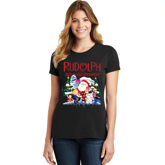 Cute Rudolph The Red Nosed Reindeer Christmas Special Xmas Vneck Women's T-Shirt