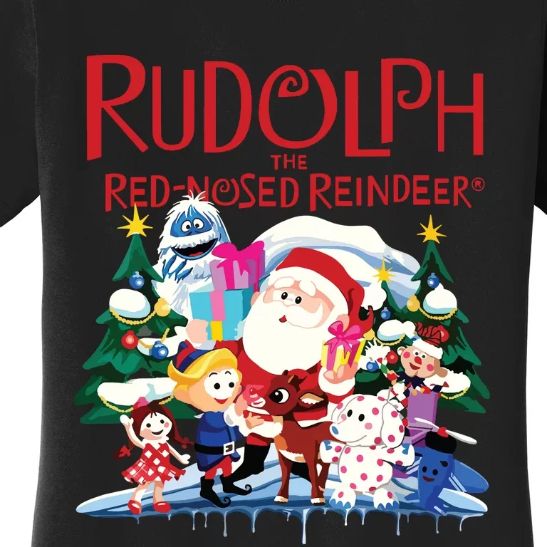 Cute Rudolph The Red Nosed Reindeer Christmas Special Xmas Vneck Women's T-Shirt