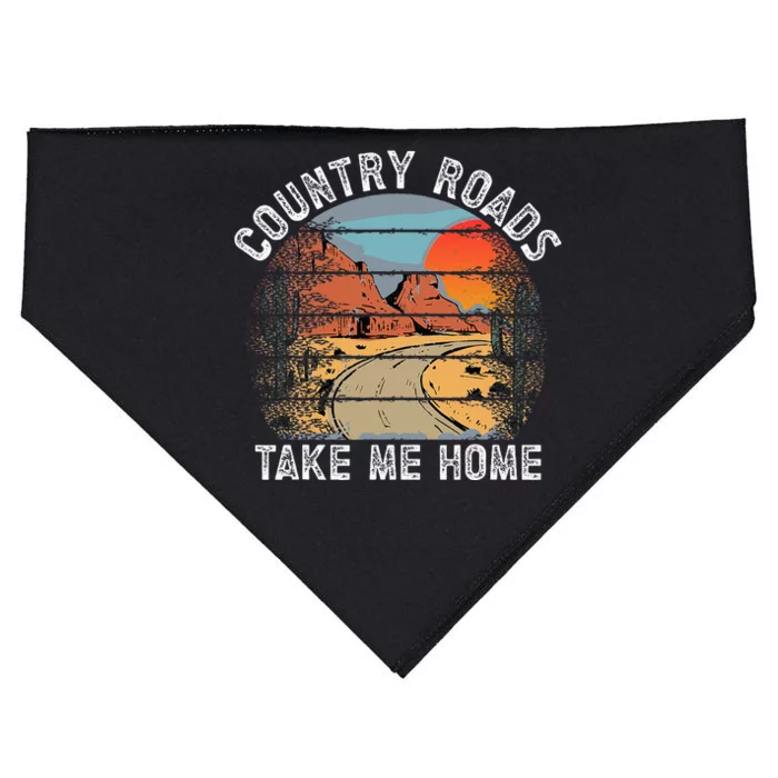 Country Roads Take Me Home Country Music Retro USA-Made Doggie Bandana