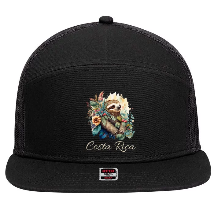 Costa Rica Tropical Sloth 7 Panel Mesh Trucker Snapback Hat