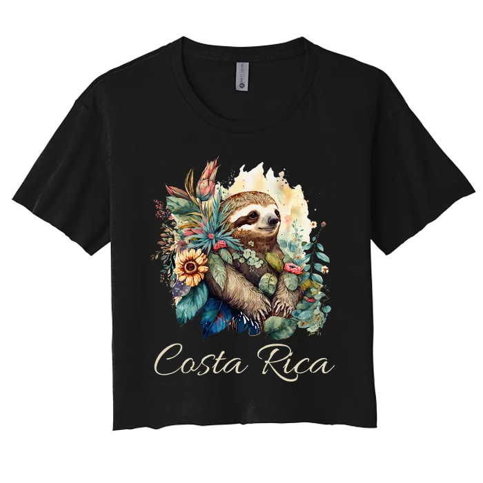 Costa Rica Tropical Sloth Women's Crop Top Tee