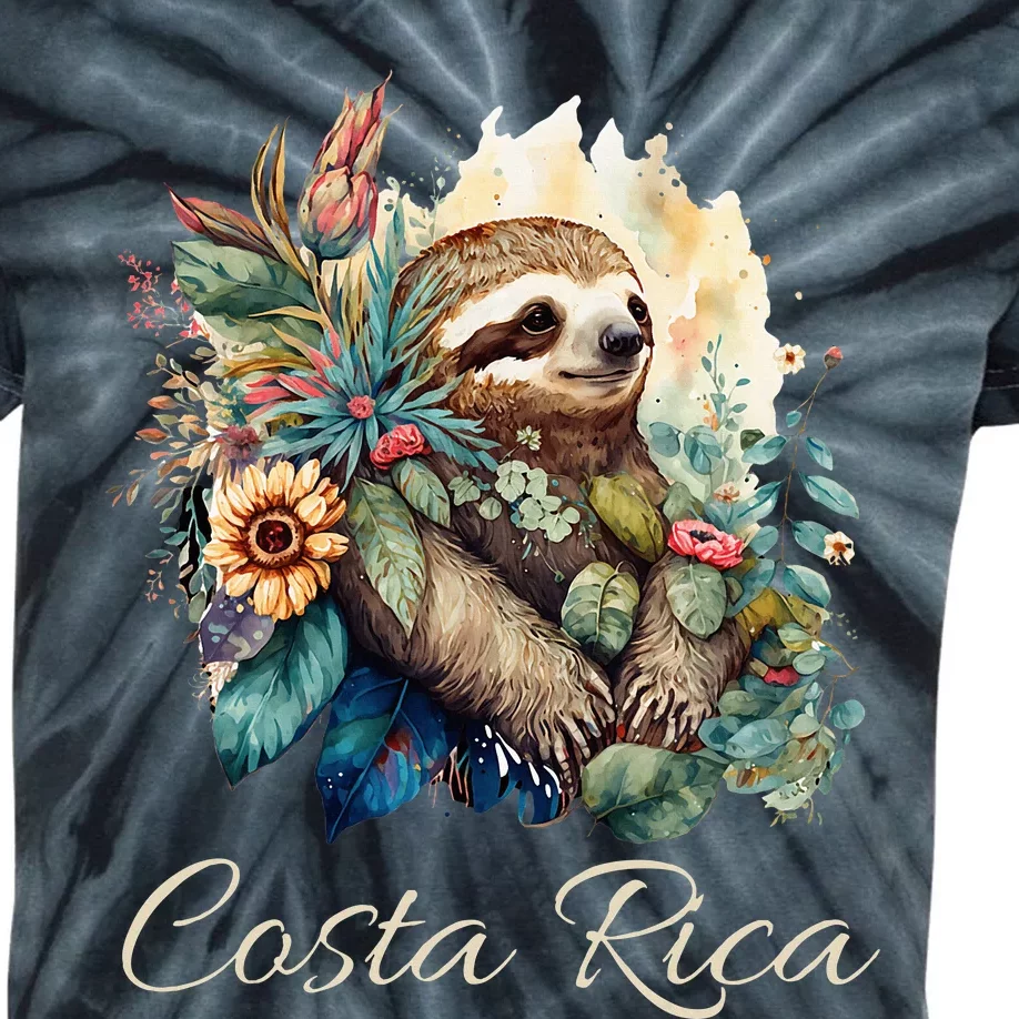 Costa Rica Tropical Sloth Kids Tie-Dye T-Shirt