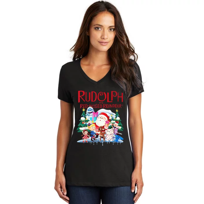 Cute Rudolph The Red Nosed Reindeer Christmas Special Xmas Women's V-Neck T-Shirt