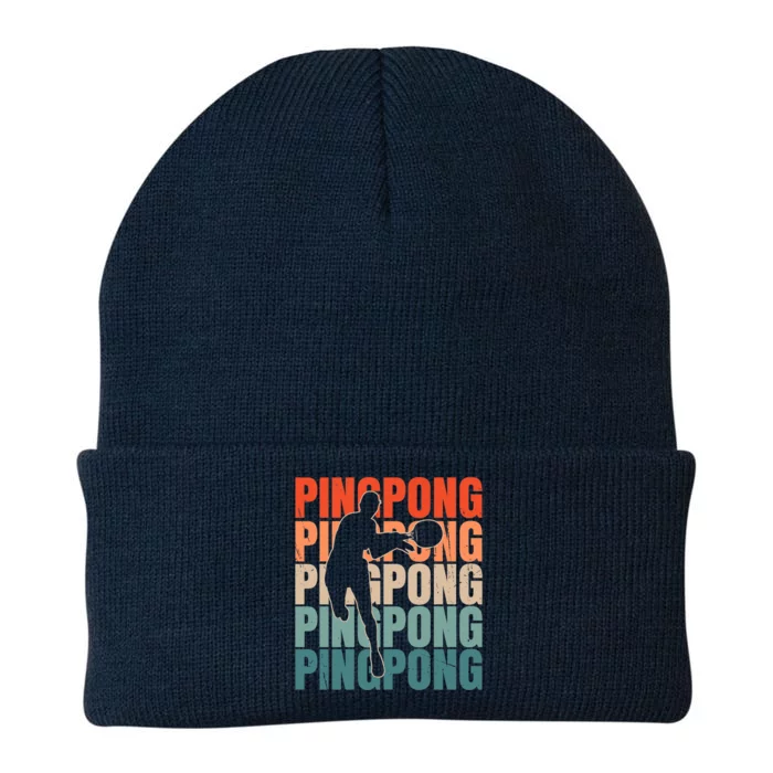 Cool Retro Text Silhouette Ping Pong Premium Knit Cap Winter Beanie