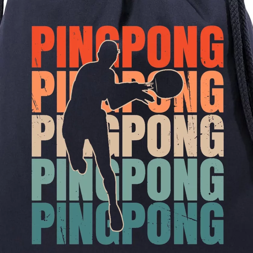 Cool Retro Text Silhouette Ping Pong Premium Drawstring Bag