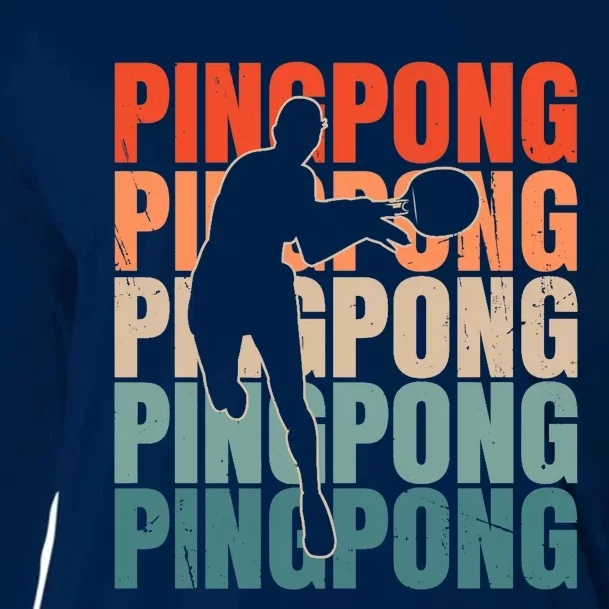 Cool Retro Text Silhouette Ping Pong Premium Cooling Performance Long Sleeve Crew