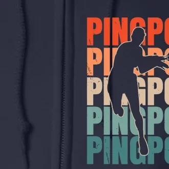 Cool Retro Text Silhouette Ping Pong Premium Full Zip Hoodie