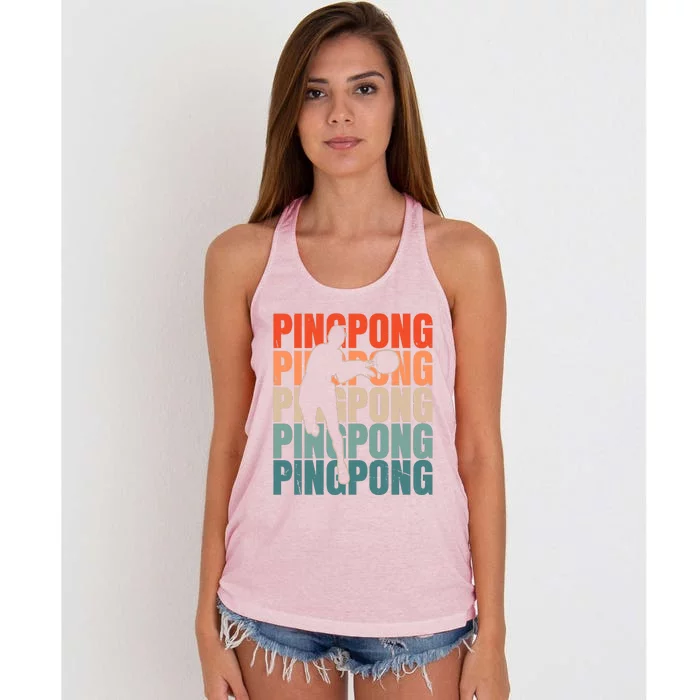 Cool Retro Text Silhouette Ping Pong Premium Women's Knotted Racerback Tank