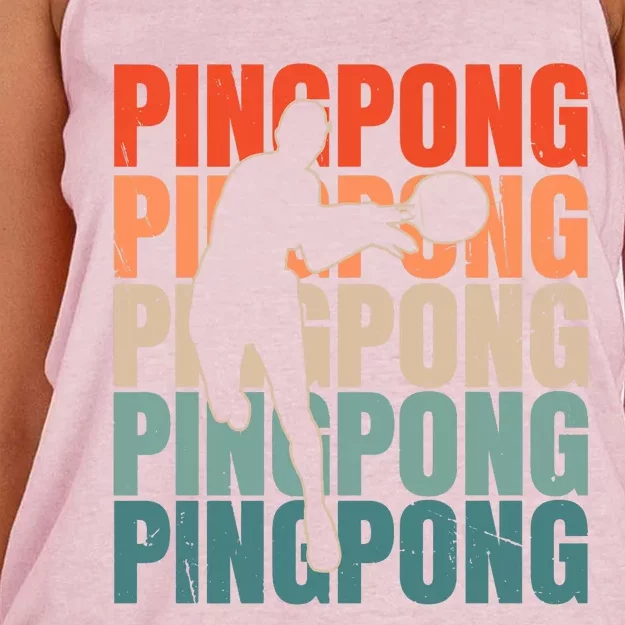 Cool Retro Text Silhouette Ping Pong Premium Women's Knotted Racerback Tank