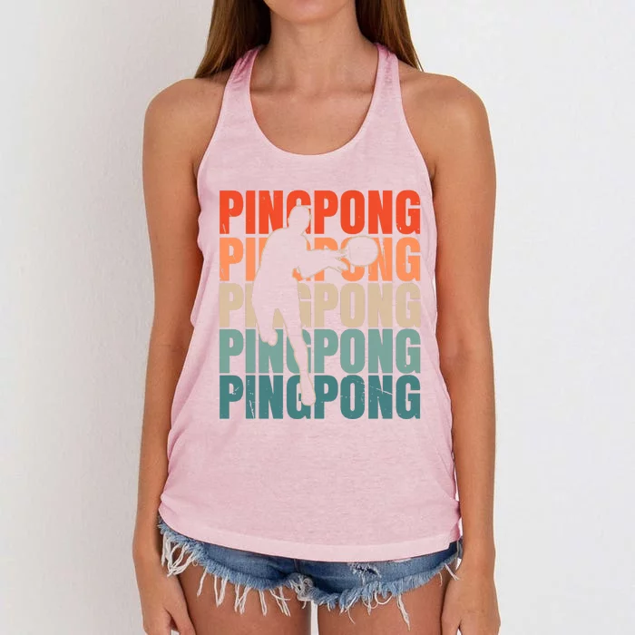 Cool Retro Text Silhouette Ping Pong Premium Women's Knotted Racerback Tank