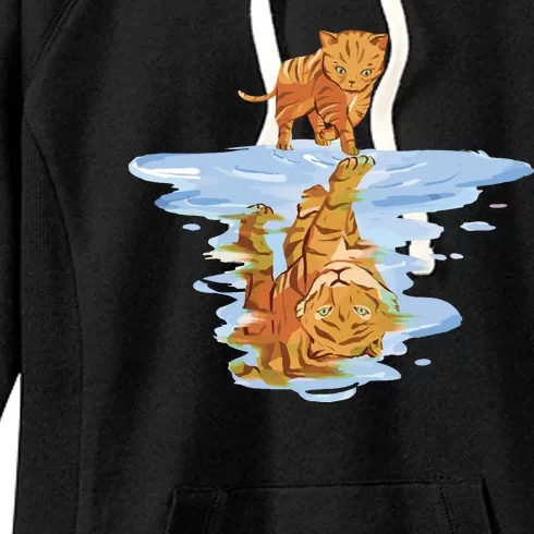 Cat Reflecting Tiger Women's Fleece Hoodie