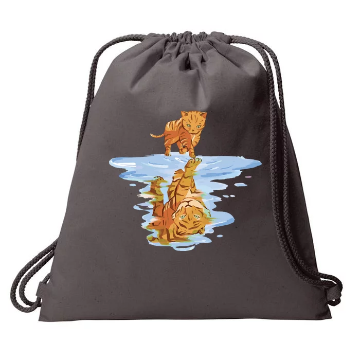 Cat Reflecting Tiger Drawstring Bag