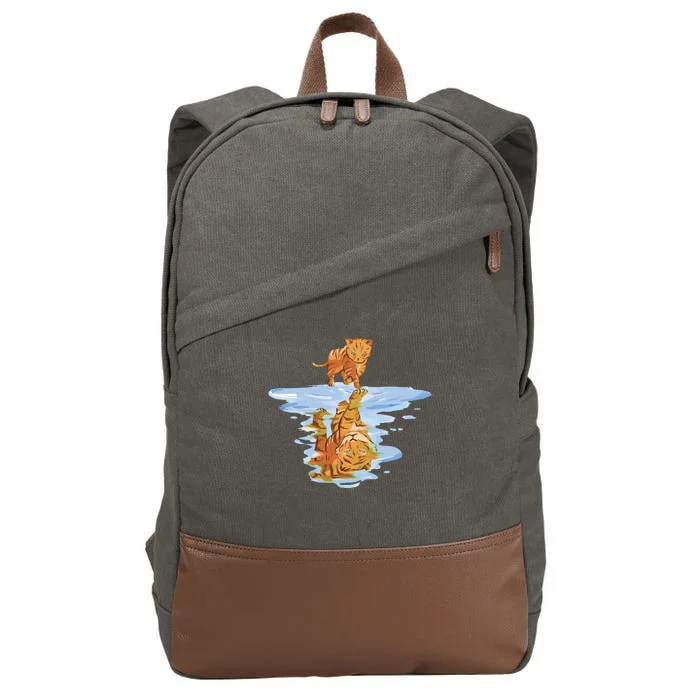 Cat Reflecting Tiger Cotton Canvas Backpack