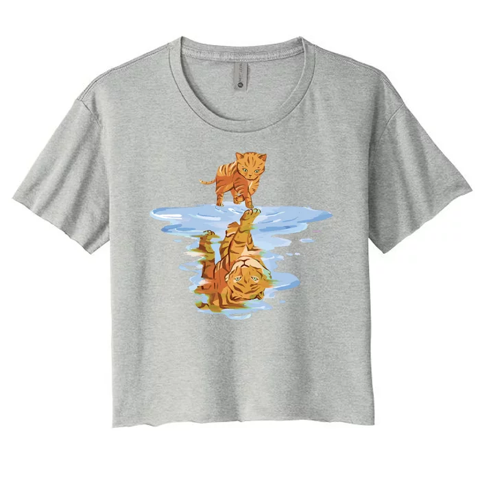 Cat Reflecting Tiger Women's Crop Top Tee