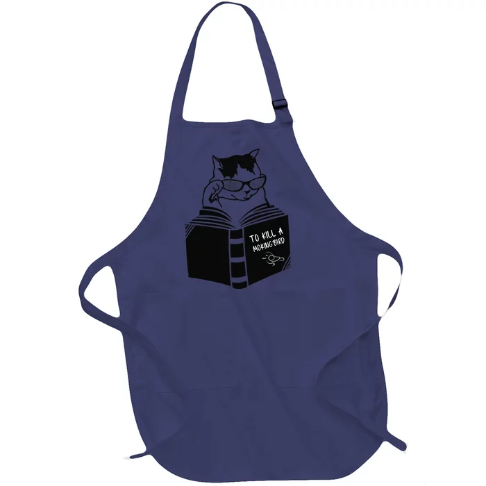 Cat Reading To Kill A Mockingbird Funny Full-Length Apron With Pocket