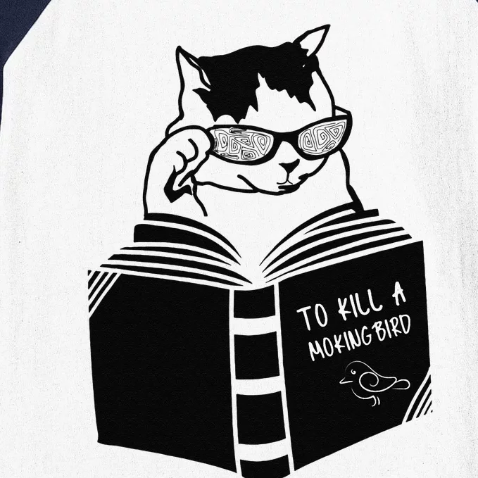 Cat Reading To Kill A Mockingbird Funny Baseball Sleeve Shirt