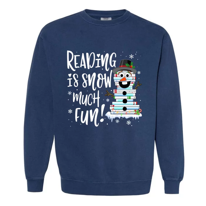 Christmas Reading Tee Snow Book Tee Book Lover Reader Tee Cool Gift Garment-Dyed Sweatshirt