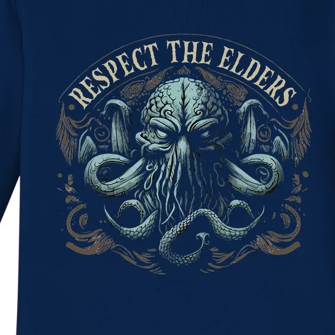 Cthulhu Respect The Elders Cosmic Horror Cthulhu Baby Long Sleeve Bodysuit