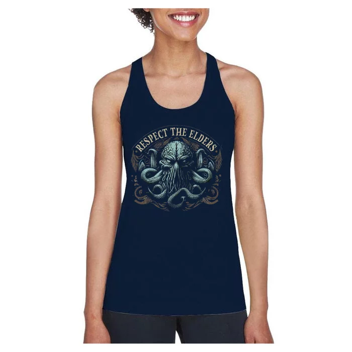 Cthulhu Respect The Elders Cosmic Horror Cthulhu Women's Racerback Tank