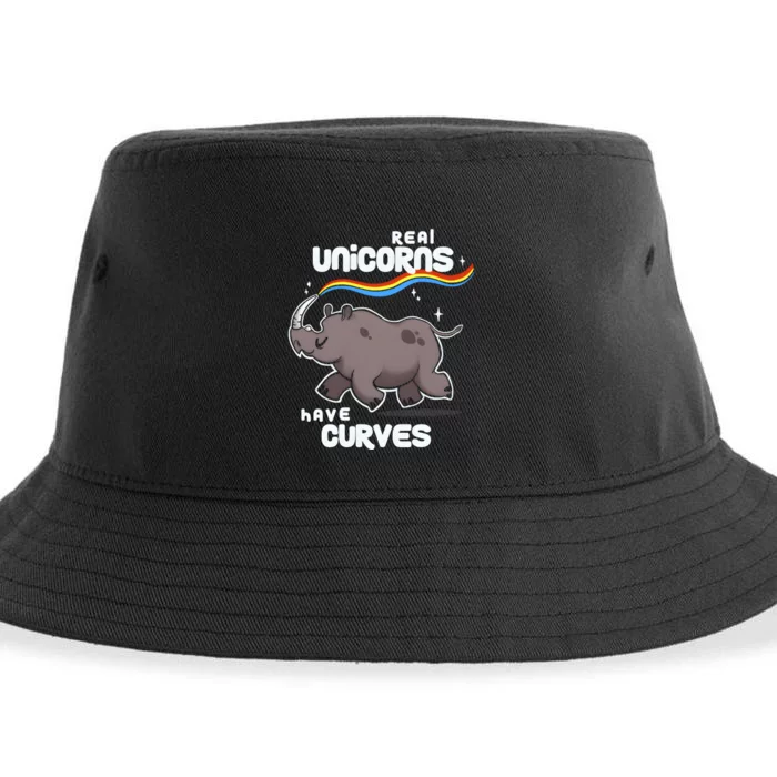 Chubby Real Unicorns Funny Inspirational Quote Cute Rhinoceros Sustainable Bucket Hat