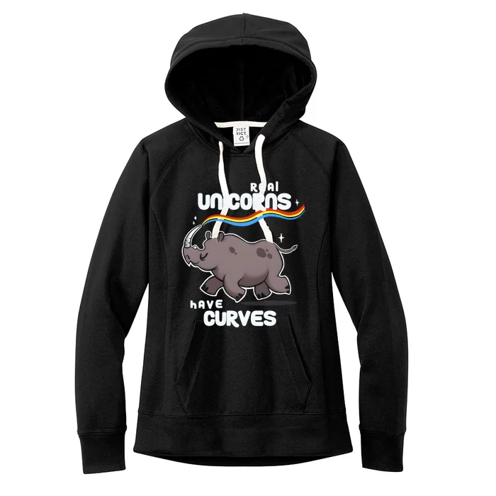 Chubby Real Unicorns Funny Inspirational Quote Cute Rhinoceros Women's Fleece Hoodie