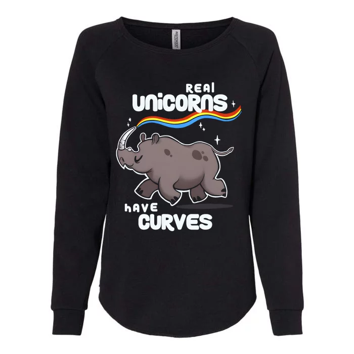 Chubby Real Unicorns Funny Inspirational Quote Cute Rhinoceros Womens California Wash Sweatshirt