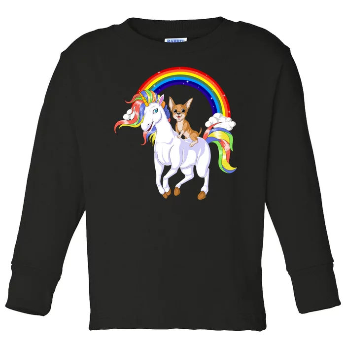 Chihuahua Riding Unicorn Toddler Long Sleeve Shirt