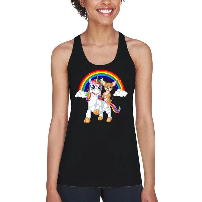 Chihuahua Riding Unicorn Women's Racerback Tank