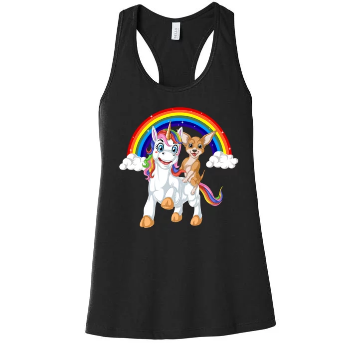 Chihuahua Riding Unicorn Women's Racerback Tank