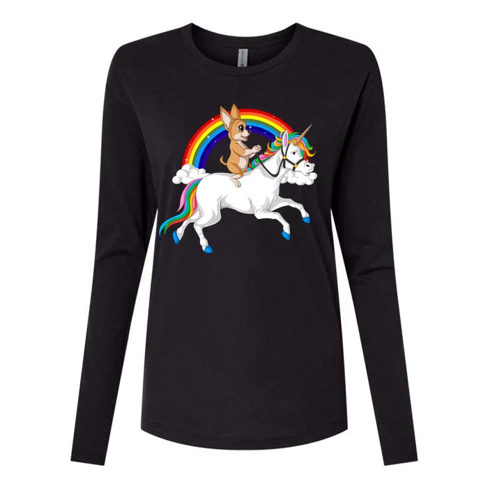 Chihuahua Riding Unicorn Womens Cotton Relaxed Long Sleeve T-Shirt