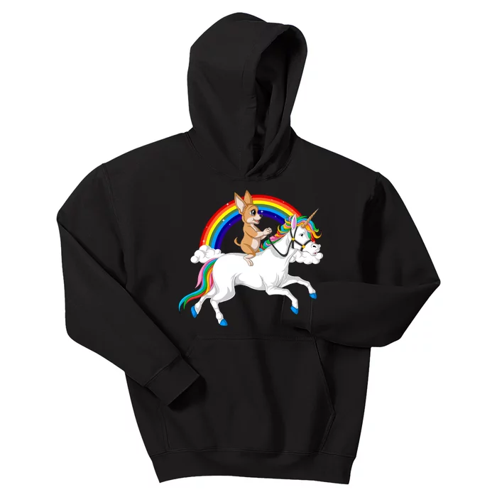 Chihuahua Riding Unicorn Kids Hoodie