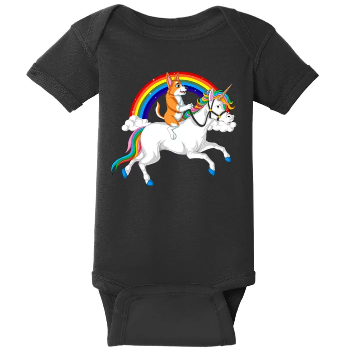 Corgi Riding Unicorn Baby Bodysuit