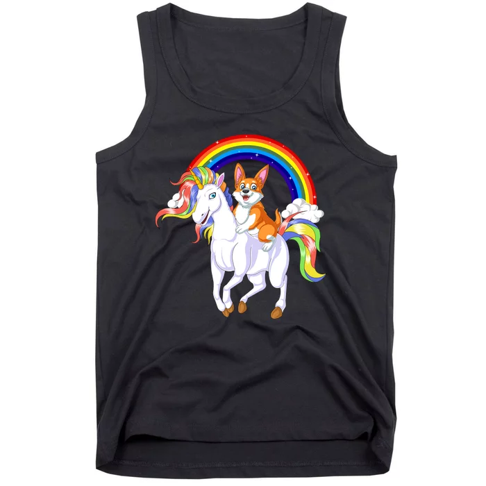 Corgi Riding Unicorn Tank Top