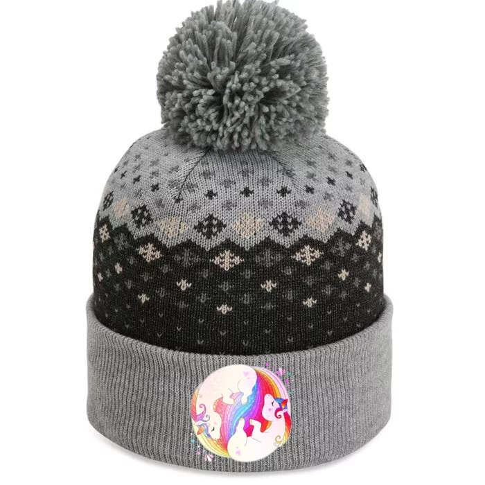 Cute Rainbow Unicorns Yin Yang The Baniff Cuffed Pom Beanie