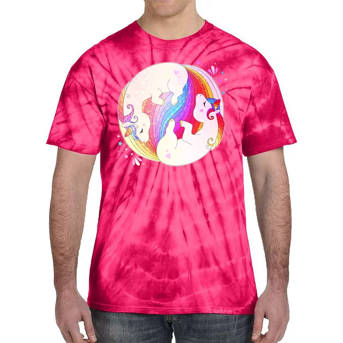 Cute Rainbow Unicorns Yin Yang Tie-Dye T-Shirt