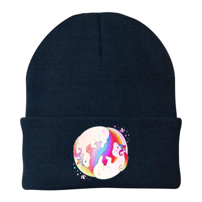 Cute Rainbow Unicorns Yin Yang Knit Cap Winter Beanie