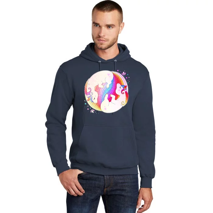 Cute Rainbow Unicorns Yin Yang Tall Hoodie