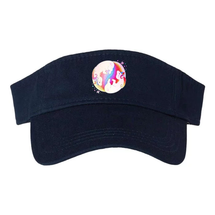 Cute Rainbow Unicorns Yin Yang Valucap Bio-Washed Visor