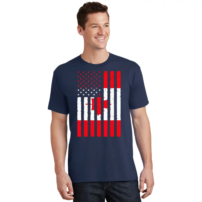 Canadian Roots USA Flag Heritage Half Canada American T-Shirt