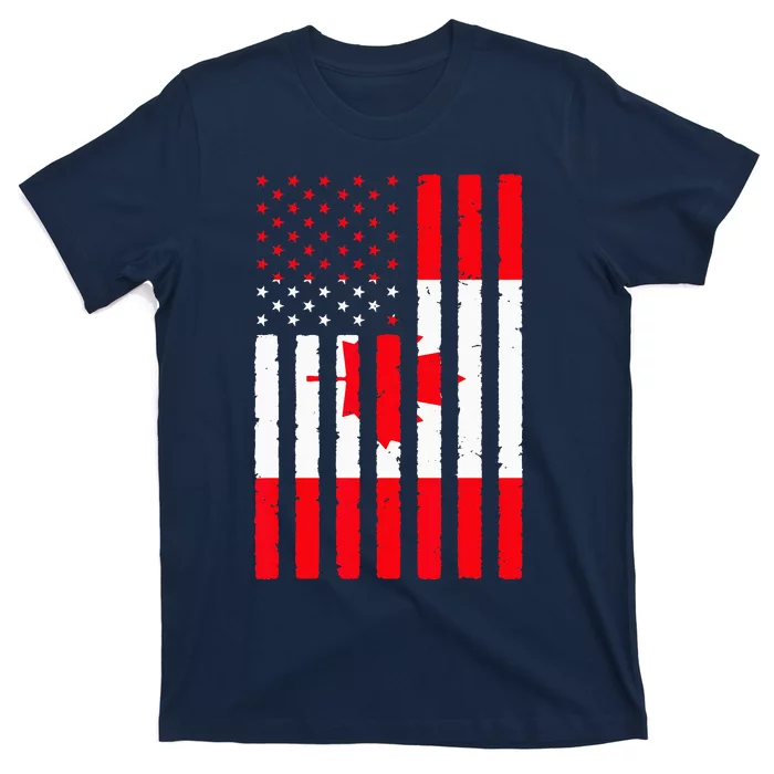 Canadian Roots USA Flag Heritage Half Canada American T-Shirt