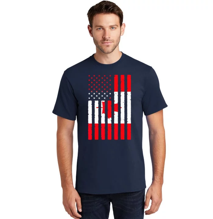 Canadian Roots USA Flag Heritage Half Canada American Tall T-Shirt