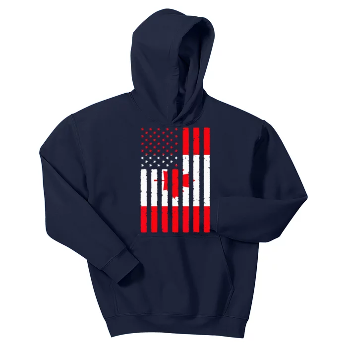 Canadian Roots USA Flag Heritage Half Canada American Kids Hoodie