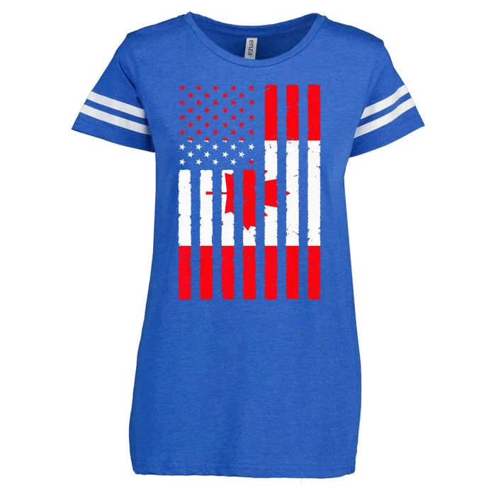 Canadian Roots USA Flag Heritage Half Canada American Enza Ladies Jersey Football T-Shirt